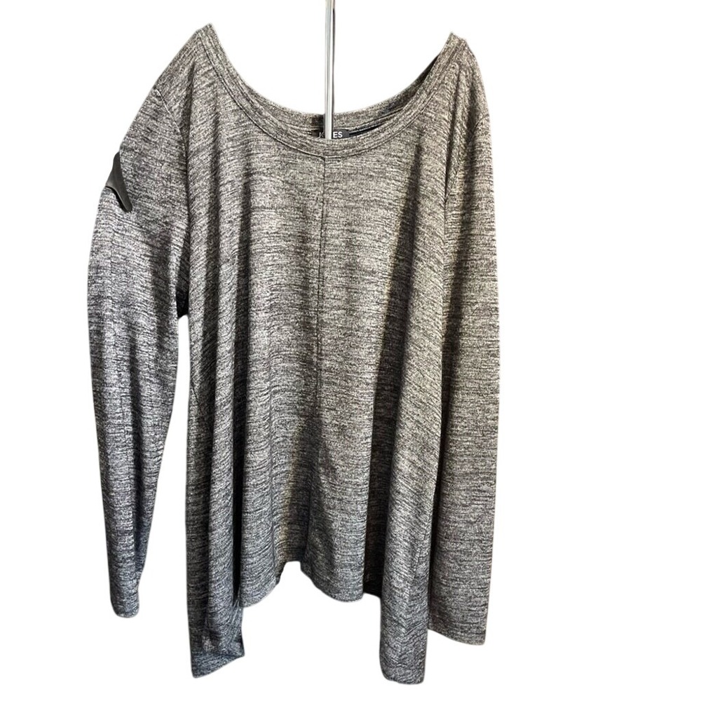 Jones New York Womens XL Grey Space Dye Long Sleeve Scoop Neck Tunic Top‎